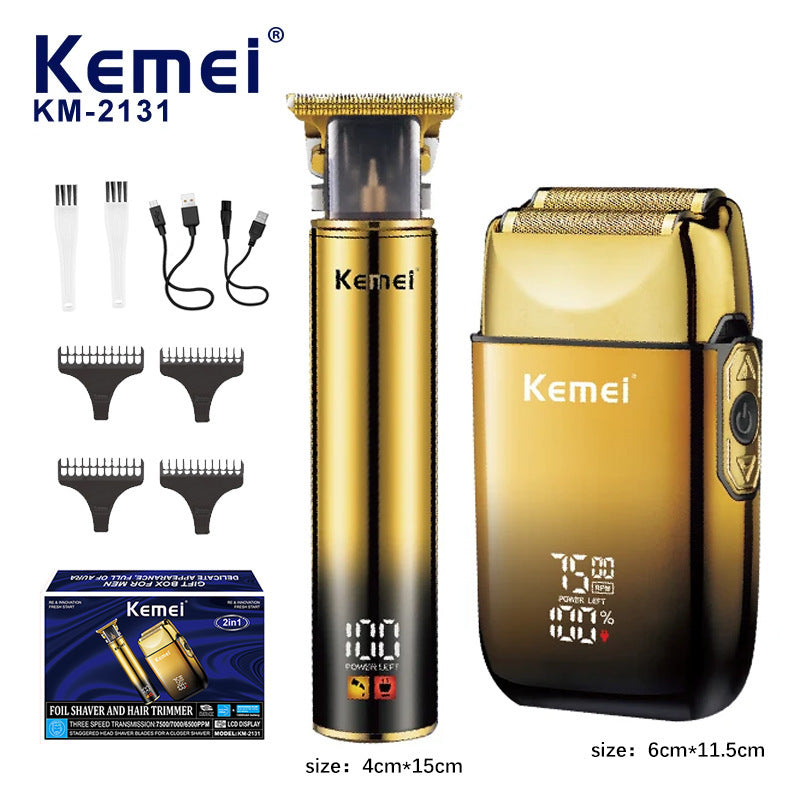 Tondeuse & Rasoir Professionnel Kemei KM-2131 – Set 2-en-1 Or Premium